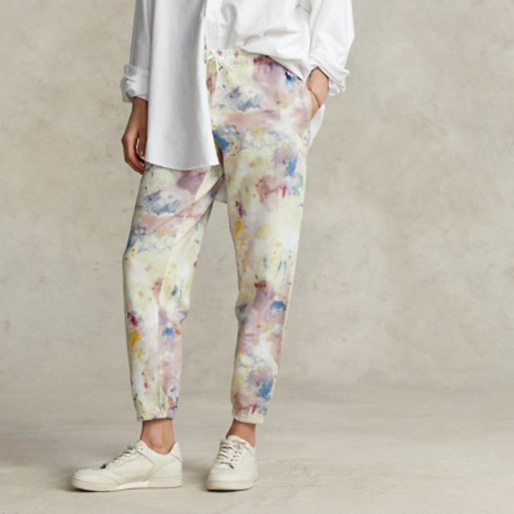 Polo Ralph Lauren Paint-Splatter-Print Terry Jogger Pant | Size Medium
